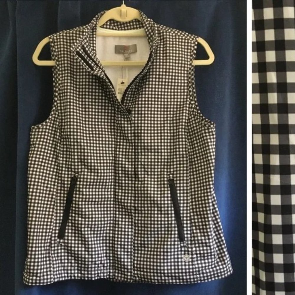 NWT Talbots | Gingham Zip Vest